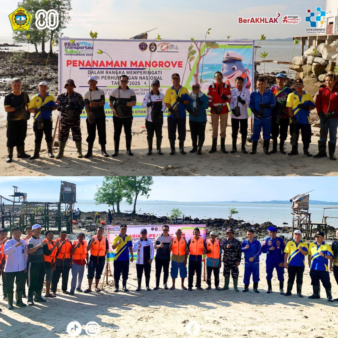 Bupati Karimun Tanam Mangrove dan Bagikan Lifejacket di Hari Perhubungan Nasional 2025